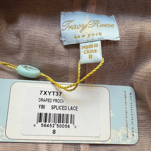 Tracy Reese Size 8 NEW Black & Beige Criss Cross Draped Frock Spliced Lace Dress - Picture 10 of 14